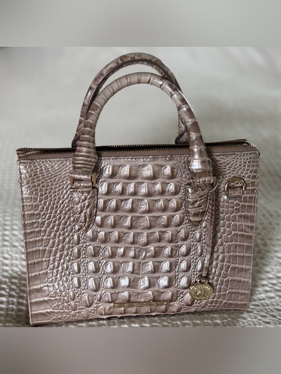 Brahmin Handbags - Brahmin Cami Satchel Taupe Melbourne Leather Croc Embossed Handbag
